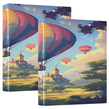 Imagem de Caderno colorido de receitas de balão de ar quente com 3 argolas, 2 pastas com anéis, fichários grandes, 3 anéis