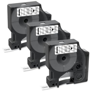 Imagem de BOYEEZON Compatível com DYMO D1 Fita de etiqueta transparente 45010 S0720500 Substituição para Dymo LabelManager 160 210D 280 360D etiquetadora, 1/2 polegada x 23 pés (12 mm x 7 m), pacote com 3