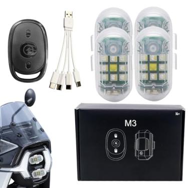 Imagem de Luzes LED de motocicleta, luz traseira de aviso de bicicleta à prova d'água - iluminação de segurança recarregável com controle remoto, acessórios automotivos portáteis para carro, caminhões