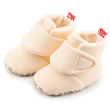 Imagem de Botas de bebê, chinelos quentes e aconchegantes para bebês, sapatos para ficar na meia, fáceis de colocar, presentes unissex, botas macias antiderrapantes ajustáveis para recém-nascidos para meninos e