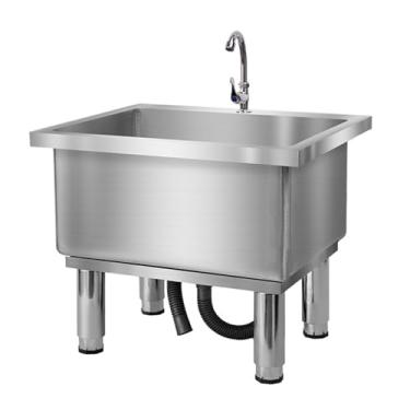 Imagem de Pia de aço inoxidável, bacia de serviço de esfregão, lavatório de esfregão de montagem no chão, pia utilitária independente, pia de esfregão comercial, balde de esfregão utilitário, pia interna e