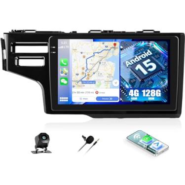 Imagem de Rádio automotivo 4G + 128G para Honda Fit (Middle East) 2014-2018 Android 13 substituição estéreo com unidade de cabeça de tela sensível ao toque CarPlay Android Auto 23 polegadas com câmera de