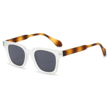 Imagem de HCHES Óculos de Sol Unissex com Armação Gradiente e Hastes Listradas, Estilo Retrô, Proteção UV400 (Amarelo Transparente)