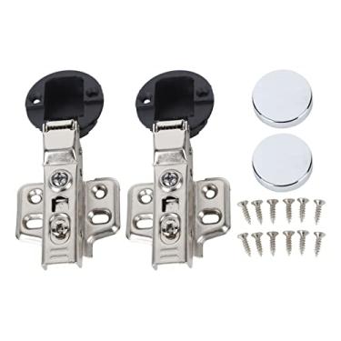 Imagem de Alomejor Dobradiça Amortecedora de Porta de Vidro Com 35 Copos, Dobradiça de Armário Com Fechamento Automático Hidráulico de Aço Inoxidável 201, para Armário de Vidro (Meia sobreposição de curva