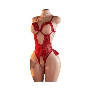 Imagem de Conjunto De Lingerie Sexy Transparente Com Body Crotchless De Renda Br