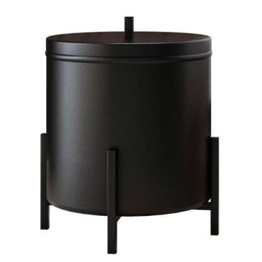 Imagem de Lixeira Com Tampa Aço Alumínio 06 Litros Kalli D1 Preto - LYAM DECOR