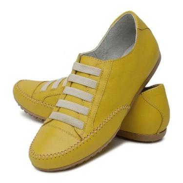 Imagem de Tênis Feminino Mocatênis de Couro Amarelo número 33 até 42 - Beloti Ca
