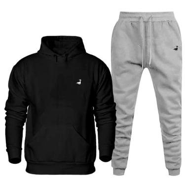 Imagem de Conjunto de Moletom Blusa e Calça Masculino Flanelado 50% Poliester 50% Algodao Inverno Macio-Masculino