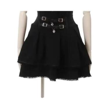 Imagem de Vestido Lolita Kawaii Y2K Rosa Com Saia De Duas Camadas E Cinto De Cor