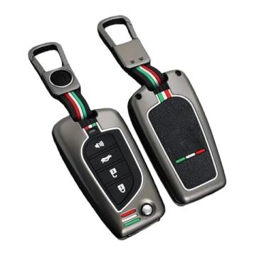 Imagem de Capa de chave compatível com toyota, projetada especificamente, compatível com corolla camry rav4 azeal hanlan leeding, acessórios automotivos(Type B four-button folding (cool gun) buckle)