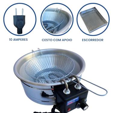 Imagem de Fritadeira Elétrica Industrial Tacho Redondo 5L com Escorredor - Prático