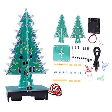 Imagem de GLOGLOW Kit de árvore de Natal 3D DIY, 16 Luzes LED Com Plugue Conectável para Depuração e Aprendizagem de Circuito, Alimentado por USB ou Bateria Seca, 4 Frequências Piscantes (Conjunto DIY de três cores)