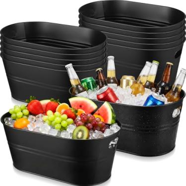 Imagem de Shimeyao Baldes de gelo de metal galvanizados, 12 peças, para festas, banheira, grande, bebida, cerveja, vinho, balde, com alças, champanhe, coquetéis refrescantes para festas, suprimentos de bar