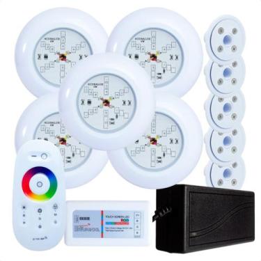 Imagem de Kit 5 Refletores Led 6w RGB ABS e Comando para Iluminação Piscina Vini