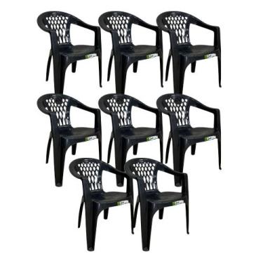 Imagem de Kit 8 Cadeiras de Plástico com Braço Duo Bella Duoplastic Empilháveis,