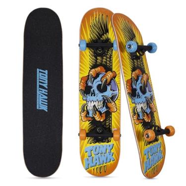 Imagem de VOYAGER Skate Tony Hawk de 78,7 cm, Tony Hawk Signature Series 1, skate Maple Deck de 9 camadas para cruzeiro, escultura, truques e descidas, caveiras/garras/asas