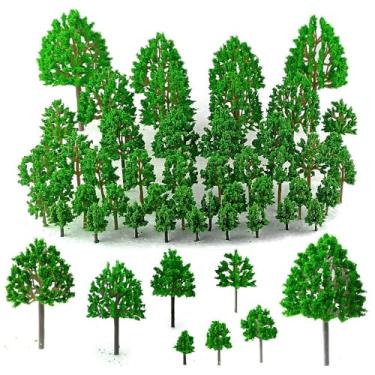 Imagem de FAZHBARY 46 peças, modelo em miniatura, árvores, diorama, arbustos, paisagem, trem, paisagem, arquitetura para artesanato, modelo de construção