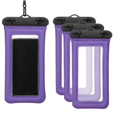 Imagem de PATIKIL Bolsa de telefone à prova d'água flutuante sem pia bolsa seca universal para celular à prova d'água para caiaque, praia, natação, caminhada, roxo