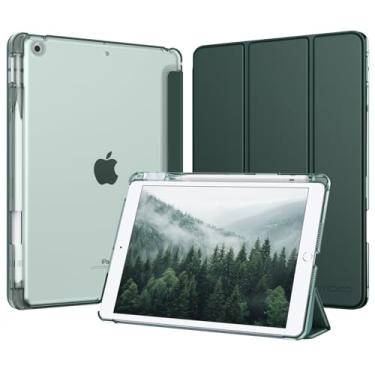 Imagem de MoKo Capa protetora inteligente para iPad 9ª/8ª/7ª geração, 2021/2020/2019 de 2021/2020/2019, fina e leve com três dobras para iPad 10.2 com capa traseira translúcida de policarbonato rígido, verde