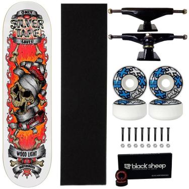 Imagem de Skate Wood Light 8.5 Profissional Fiberglass Montado Caveira-Masculino