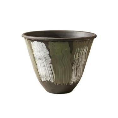 Imagem de KHUTRW3D Vaso de cerâmica com orifício de drenagem, vasos de 31 cm para plantas, vaso redondo interno/externo, verde, interno e externo