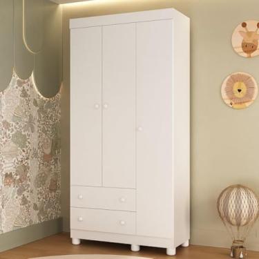 Imagem de Guarda-roupa Infantil 92cm 3 Portas e 2 Gavetas Allegra Multimóveis Mp4442 Branco
