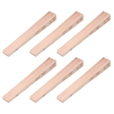 Imagem de 12 Peças de Ventoinhas Mão Madeira Estilo Chinês com Recortes Dobráveis para Casamento Festa Decoração DIY e Presente Exquisitas Portáteis Dissipação