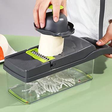 Imagem de Naroote Lâminas de Aço Inoxidável Multifuncionais do Picador de Vegetais para Suprimentos de Cozinha, Cortador de Alimentos para Casa, Conjunto Verde de 15 Peças