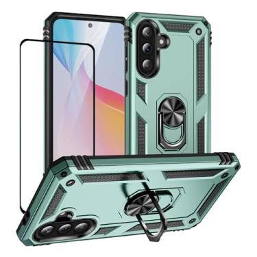 Imagem de WVOZWWO Capa para Samsung Galaxy A56 5G com protetor de tela, suporte de anel, militar, à prova de choque, armadura defensora, proteção de camada dupla, capa traseira para Samsung Galaxy A56 5G (verde