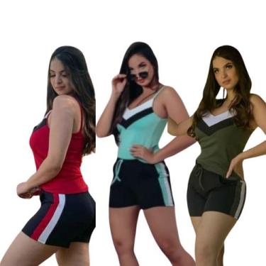 Imagem de Kit 3 Conjuntos Tricolo short Com Blusa Regata - Momento Vestido, P, V