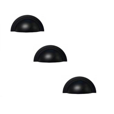 Imagem de Kit 3 Puxador Shell Zen 64Mm Preto Zp4318.24