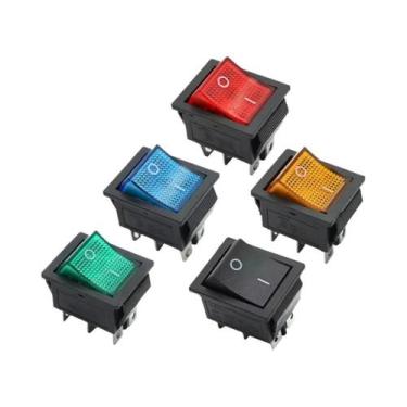 Imagem de Interruptor Gangorra Iluminado Por LED Vermelho 5pçs AC 10A 6A DPST 4 