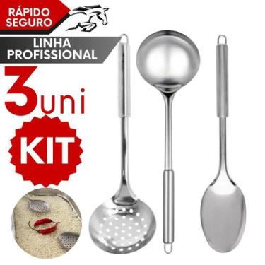 Imagem de Colher Escumadeira Concha Utensílios em Inox para Cozinha Restaurante 