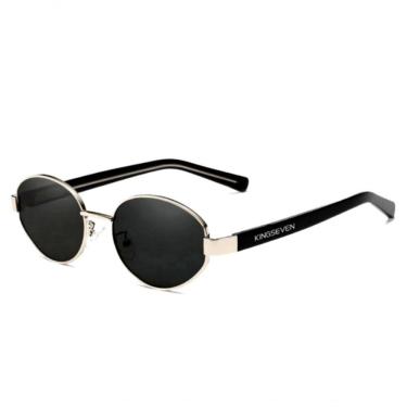 Imagem de Oculos De Sol Unissex Polarizado Design Retro Oval Com Proteção Uv400 Prata