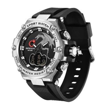 Imagem de Relógio Sanda Esportes Militar Cronômetro Display Duplo M50