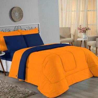 Imagem de Kit Edredom Dupla Face + Jogo De Lençol Queen Nobre 6 Peças Malha 100%