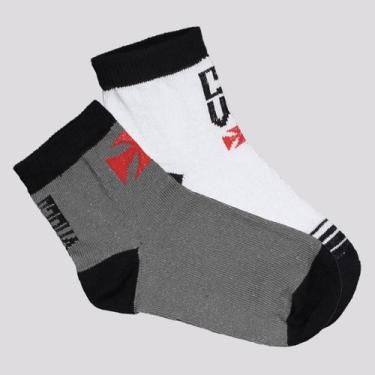 Imagem de Kit Meia Vasco Escudo 2 pares Infantil Branca e Cinza - Rikam, 29-33