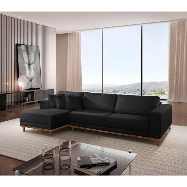 Imagem de Sofá Cronos 03 Metros Chaise Lado Esquerdo Meu Sofá Online B260 Veludo Preto