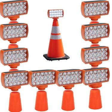 Imagem de Sinalizador Solar Viario Kit 10 Duas Cores Cone Alerta  Noturna Obra Rodovia Alerta Estrada Avenida Transito