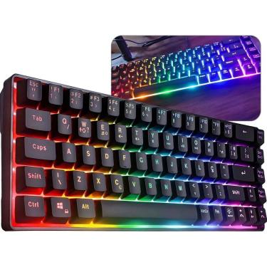 Imagem de Teclado Semi Mecanico Gamer 60% Rgb Usb Anti Ghosting Pt-br Preto Português Brasil