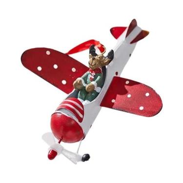 Imagem de Enfeites De Natal Retrô Em Ferro Estilo Antigo: Papai Noel, Avião, Bon