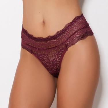 Imagem de Calcinha em Renda de Poliamida Cor:VinhoTamanho:M - Kit Mania Lingerie