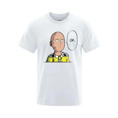 Imagem de Camiseta Unissex One Punch Man Say Ok Cartoon Hip Hop Crewneck De Mang