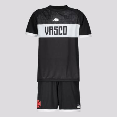 Imagem de Kit Infantil Kappa Vasco Supporter 2024 Preto e Branco-Unissex