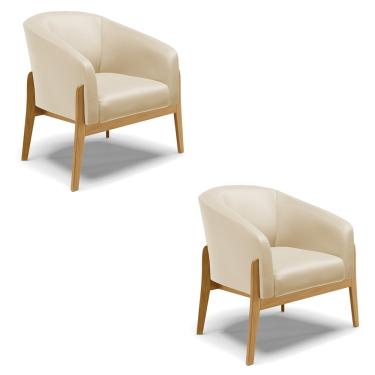 Imagem de Poltrona Decorativa Base de Madeira kit 2 Stella Sintético D03 - D'Rossi