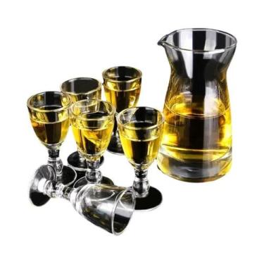 Imagem de Conjunto De Copos De Vinho Transparentes 6pcs+1pcs, Dispensador De Vin