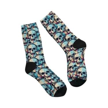Imagem de Meias Estilo Rock Dark Skull Para Homens, Confortáveis E Quentes, Desi
