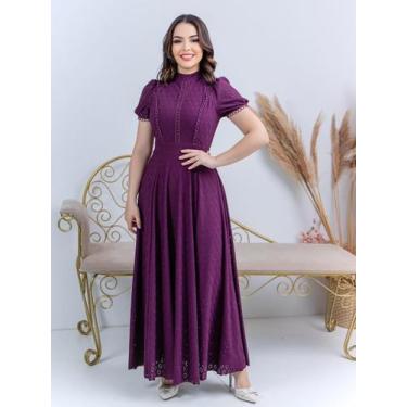 Imagem de Vestido Longo Gola Alta Festa Convidada com Manga Elegante - Fashion, 