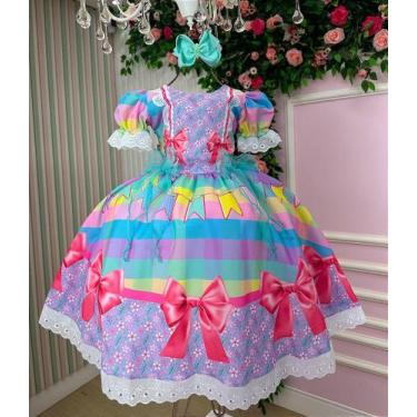 Imagem de Vestido Junino Luxo Arraiá da Paz - Tecido Tecnossport Plus, 1, Lavand