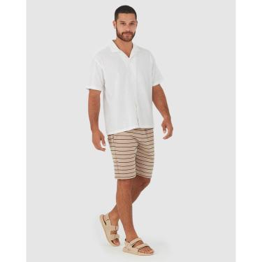Imagem de Bermuda Comfort Masculina Listrada Em Moletom Sem Flanela-Masculino